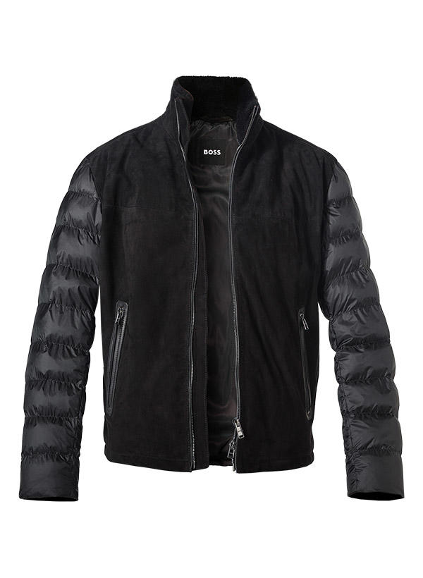 BOSS Black, Jacke, Veloursleder-Mikrofaser, schwarz
