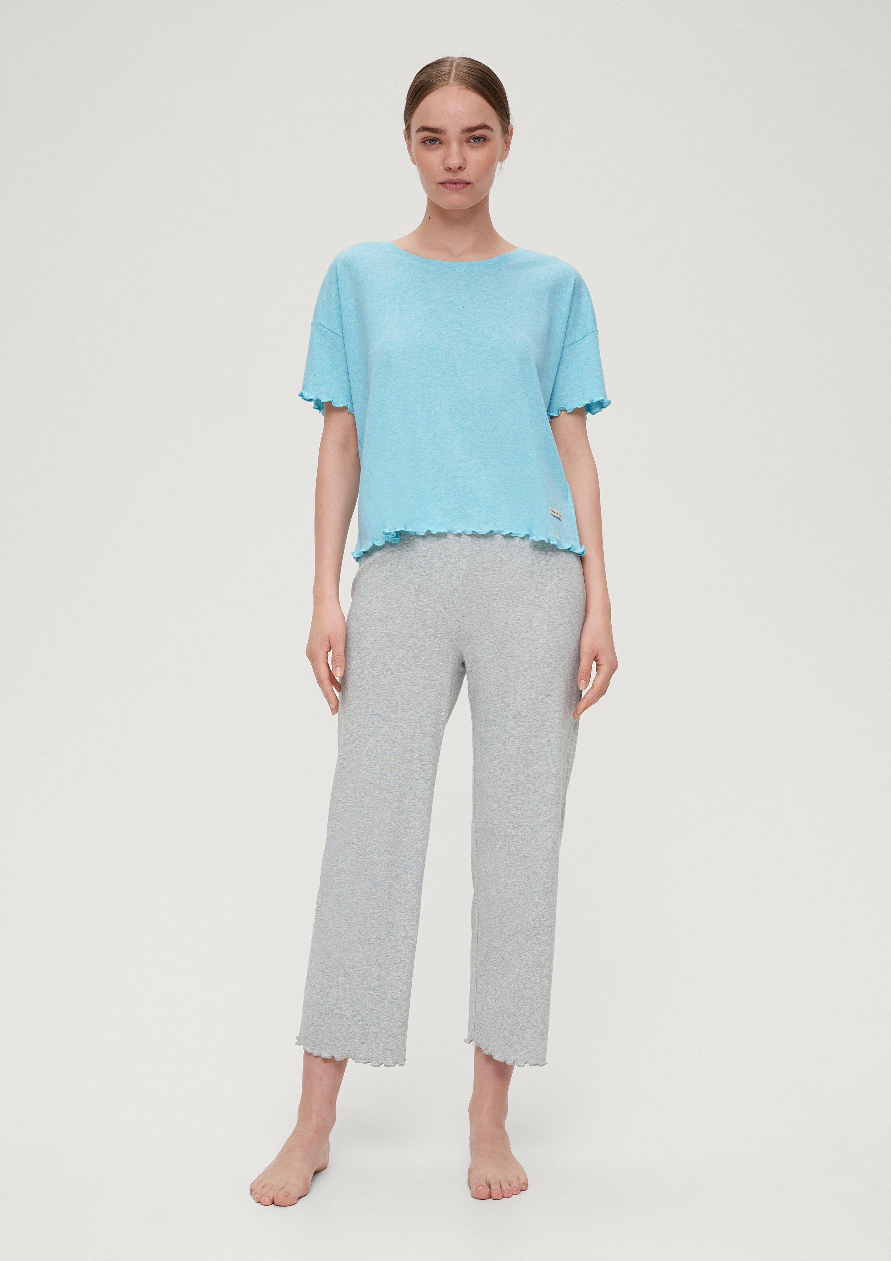 Pyjama-Shirt mit Rollsaum  6008384-6500