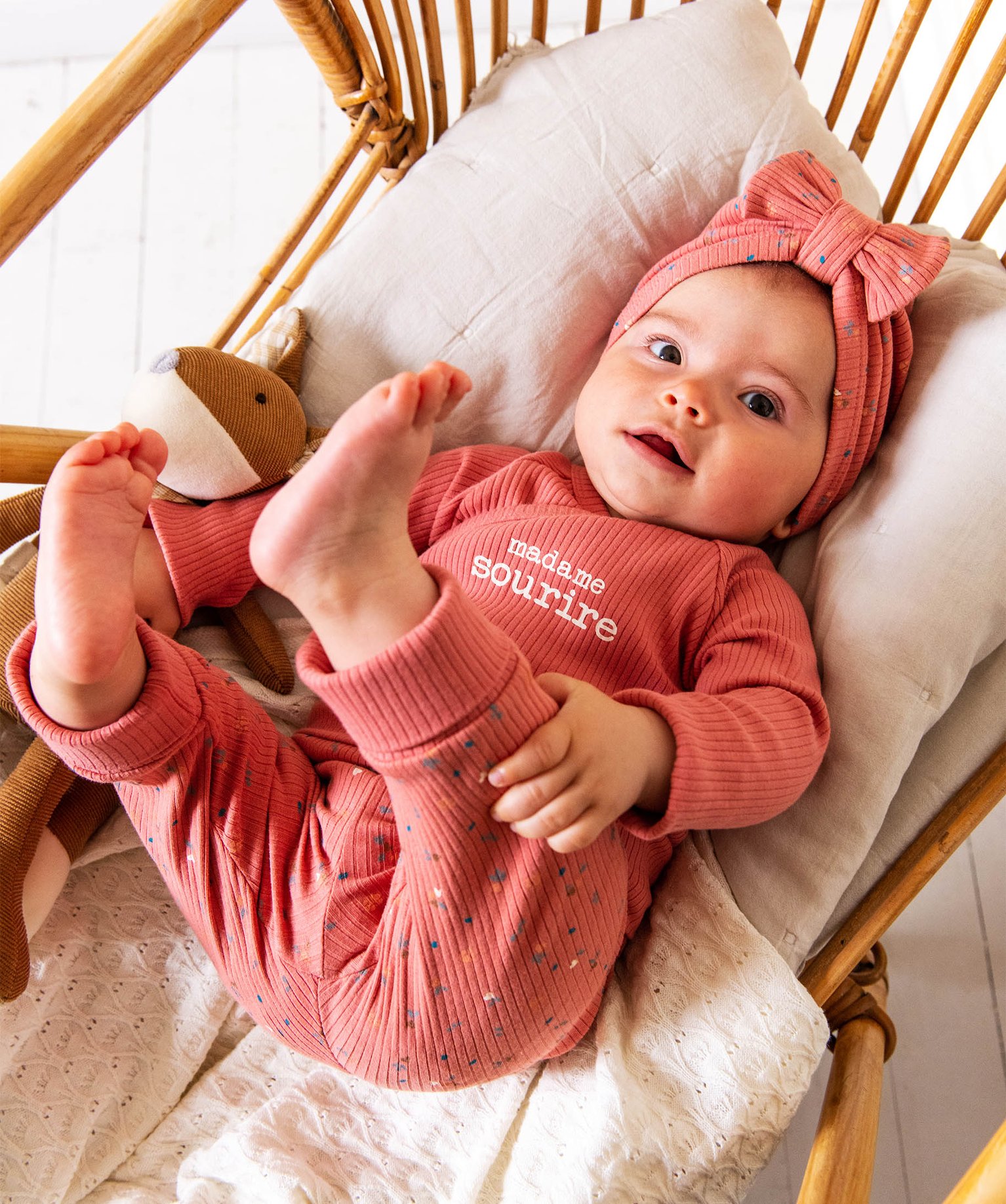 Ensemble de naissance évolutif 3 pièces : body + legging +... rose | GEMO