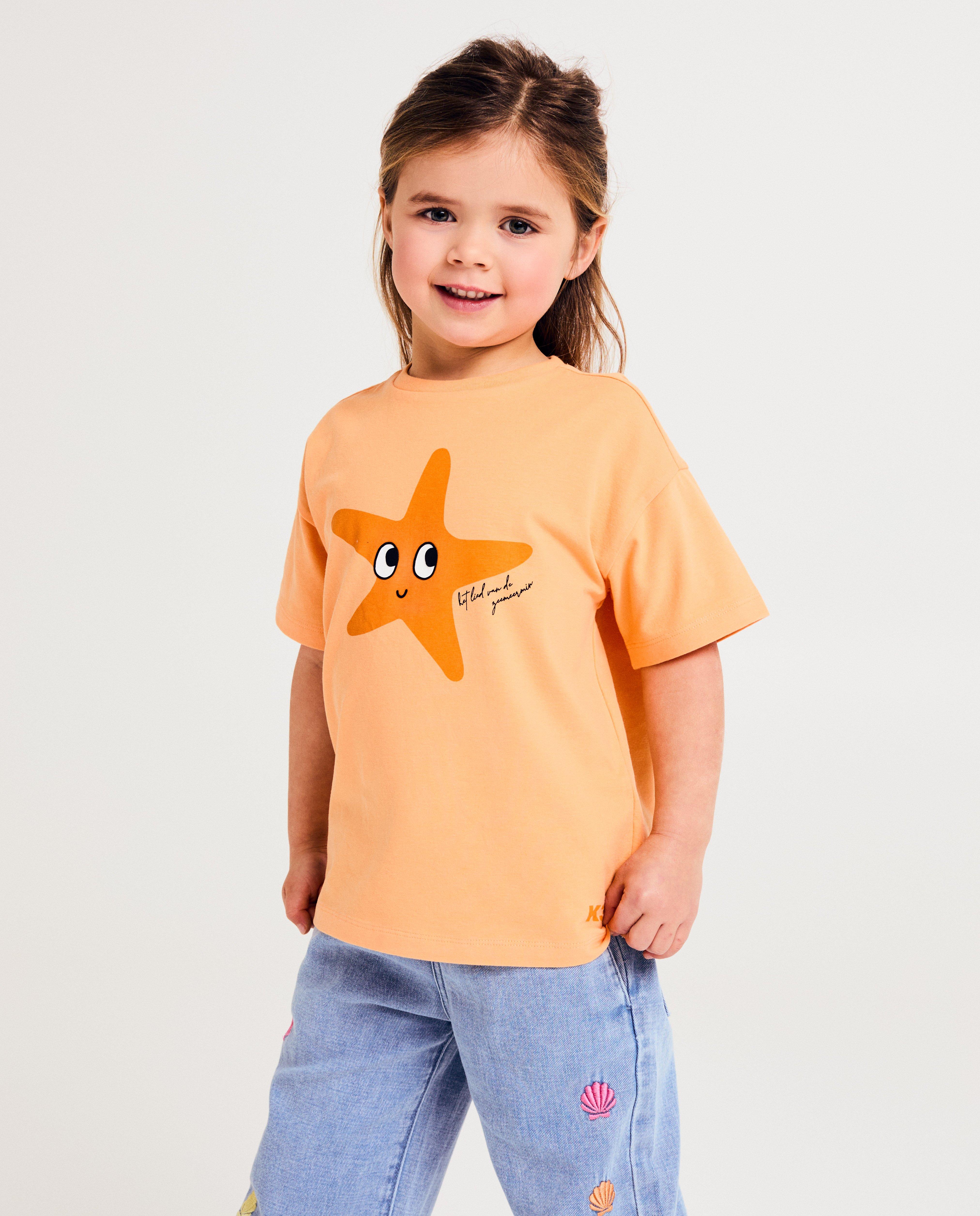 Tricou K3 cu imprimeu de steluțe de mare, portocaliu unisex