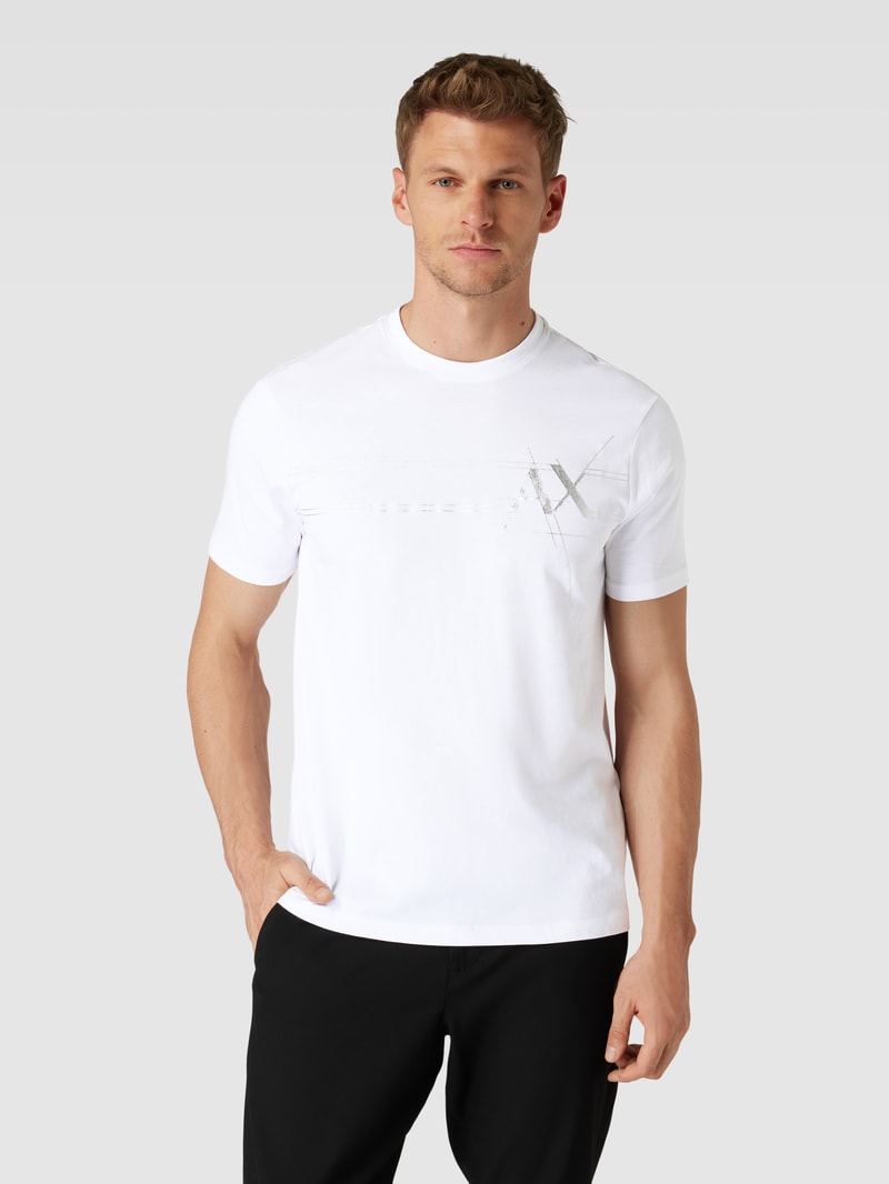 T-Shirt mit Label-Print in weiß