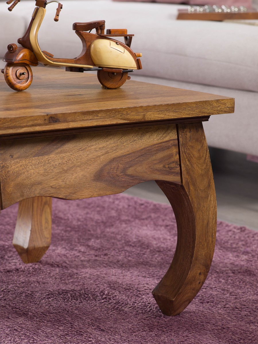 Wohnling Sheesham Couchtisch Massiv 60 x 60 cm Opium Form Massivholz