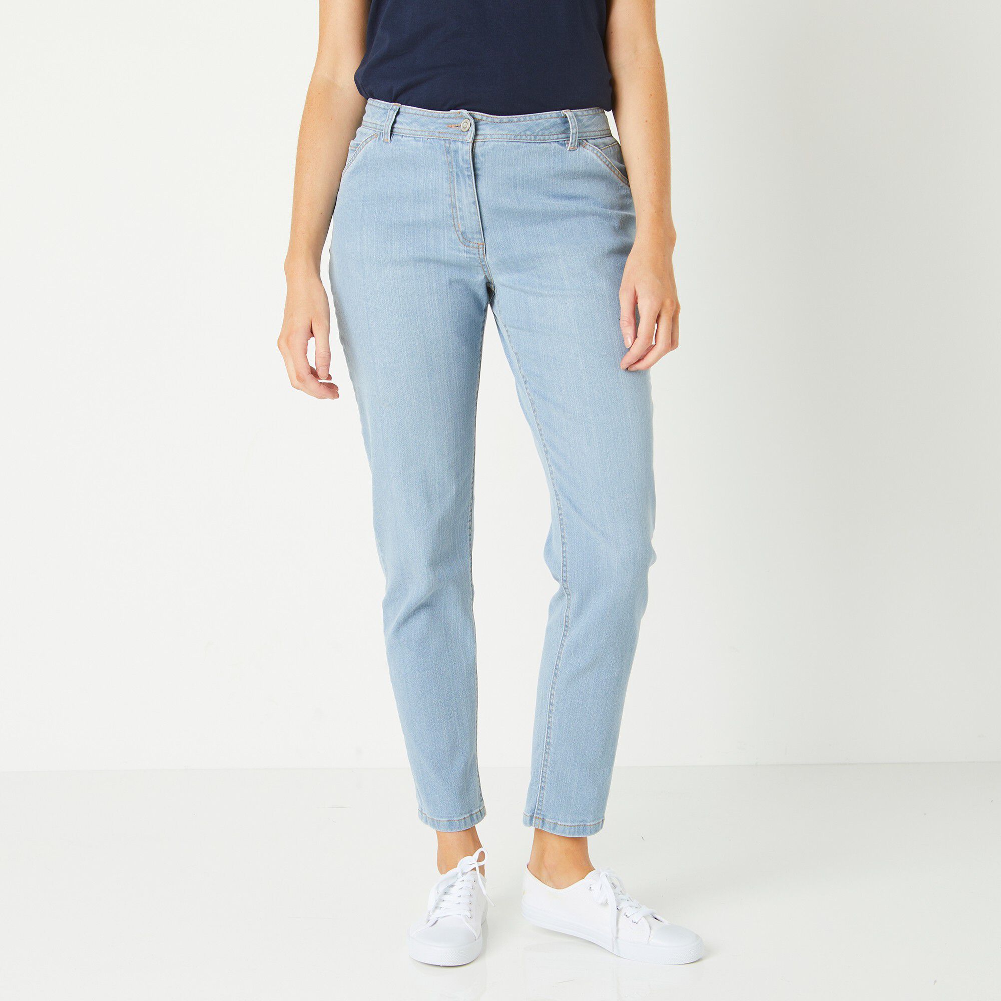 Pantalon mom, denim stretch