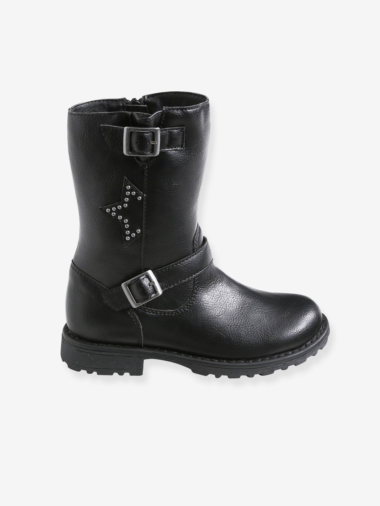 Vertbaudet Mädchen Stiefel im Biker-Style - schwarz