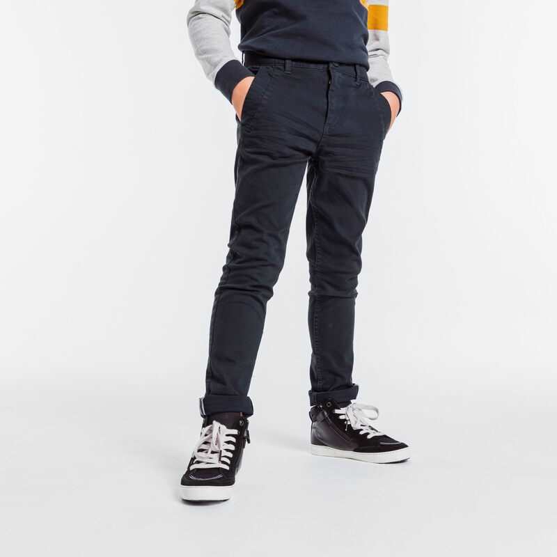 Pantalon chino en twill de coton uni gris garçon