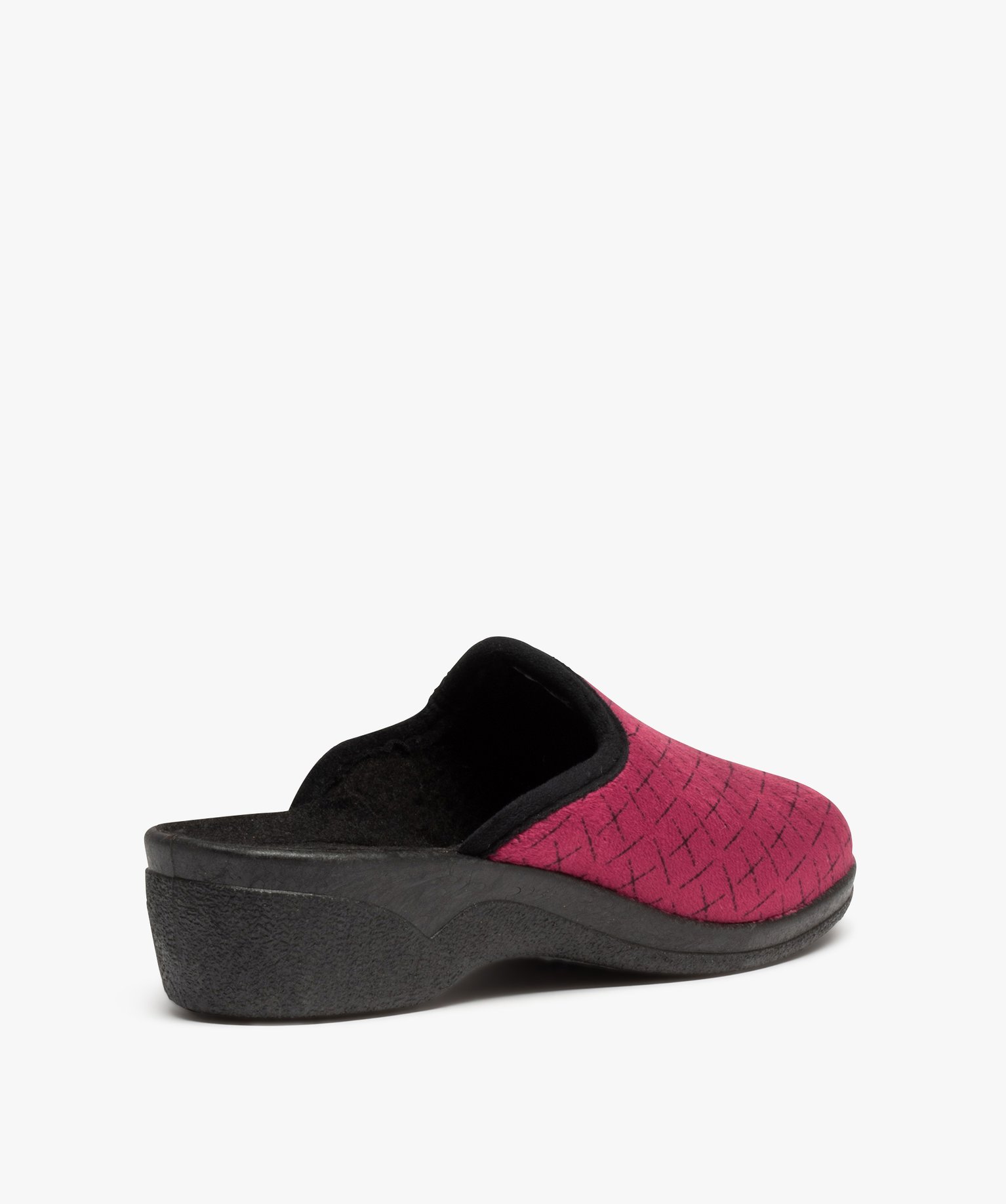 Chaussons mules confort en velours imprimé femme rouge fonce | GEMO