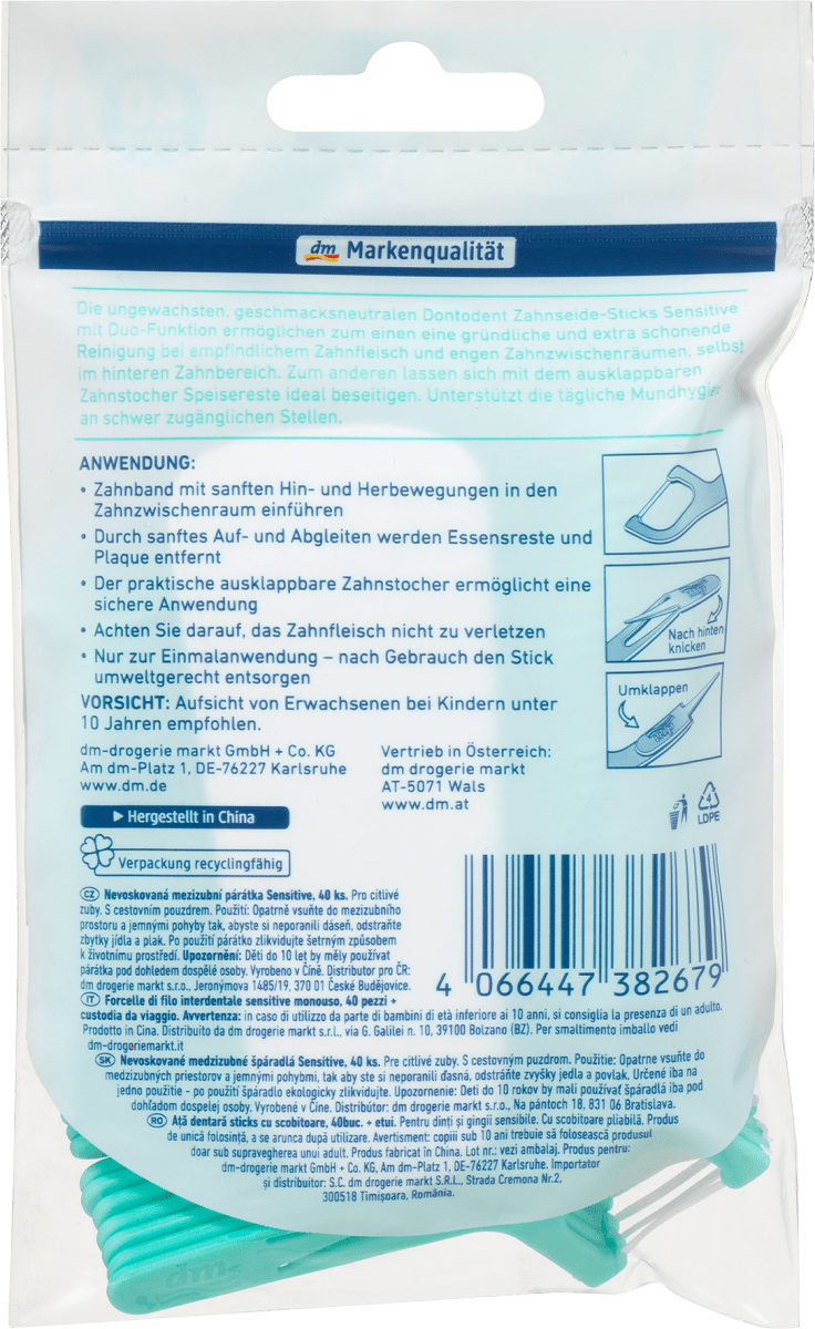 Zahnseidesticks Sensitive mit Etui, 40 St
