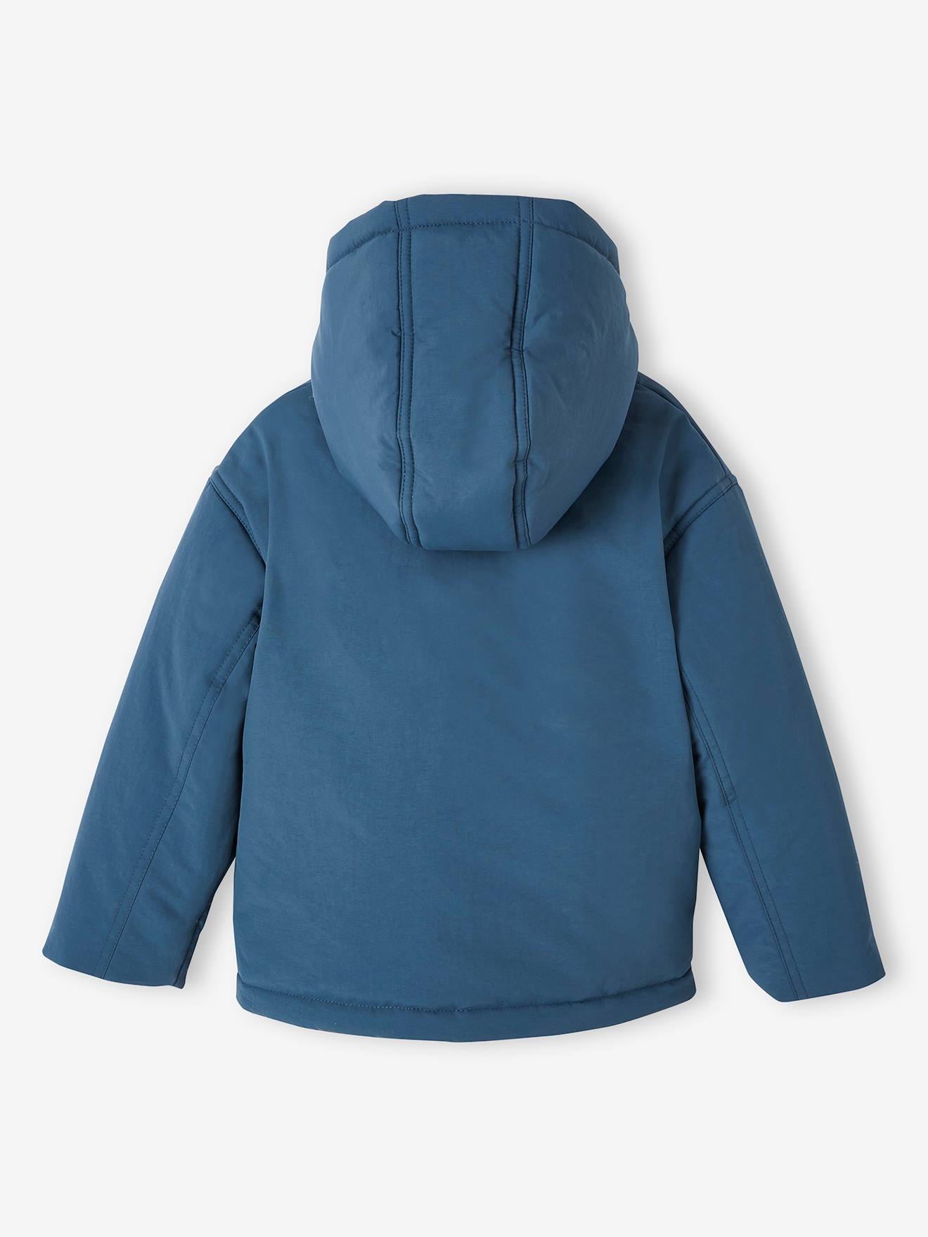 Parka à capuche courte doublée sherpa fille bleu pétrole