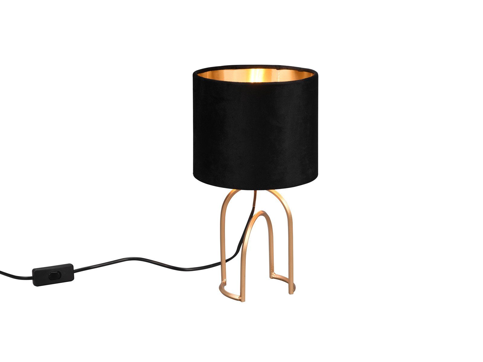meineWunschleuchte LED Nachttischlampe, LED wechselbar, warmweiß, besondere Design-er Fensterlampe für Fensterbank Schwarz Gold, H 34cm