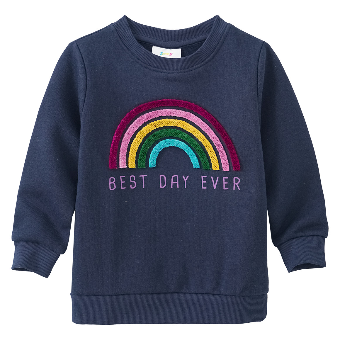 Mädchen Sweatshirt mit Regenbogen-Applikation