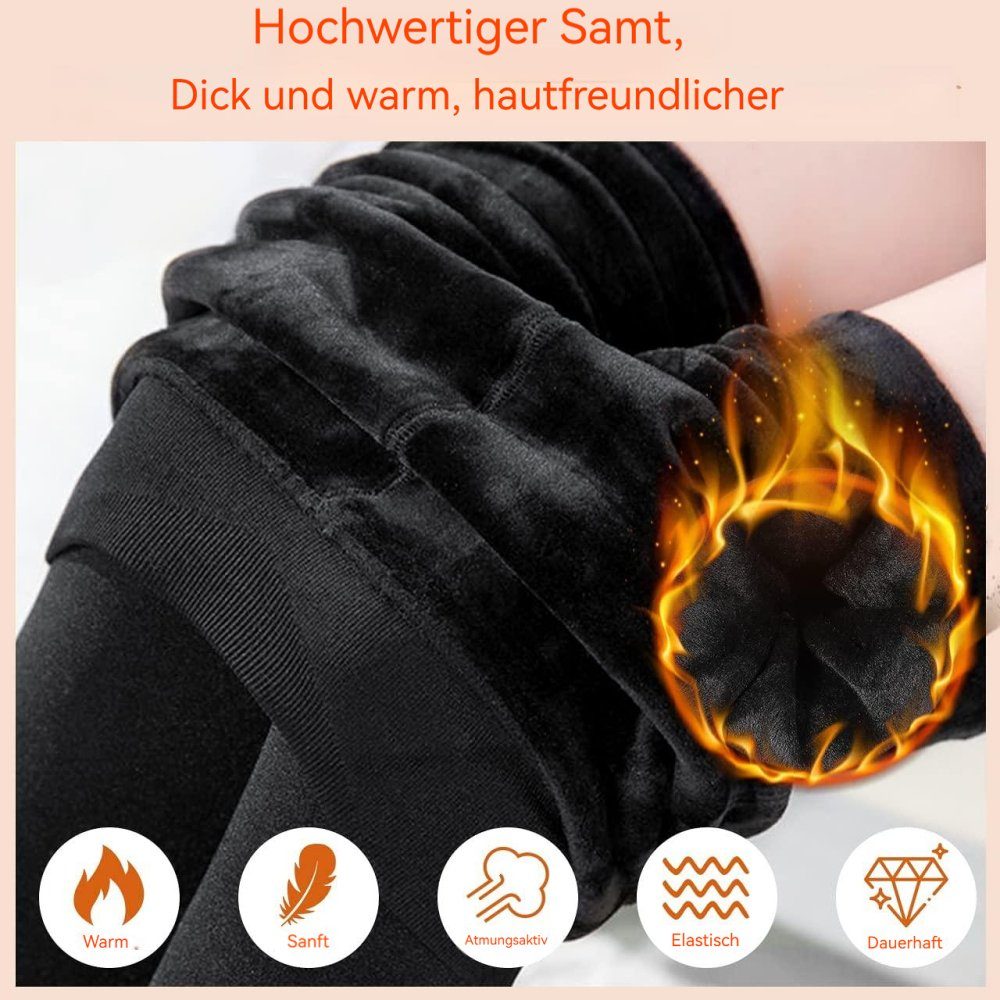 FeelGlad Leggings Gefütterte Leggings Damen,Schwarz Elastischer Bund