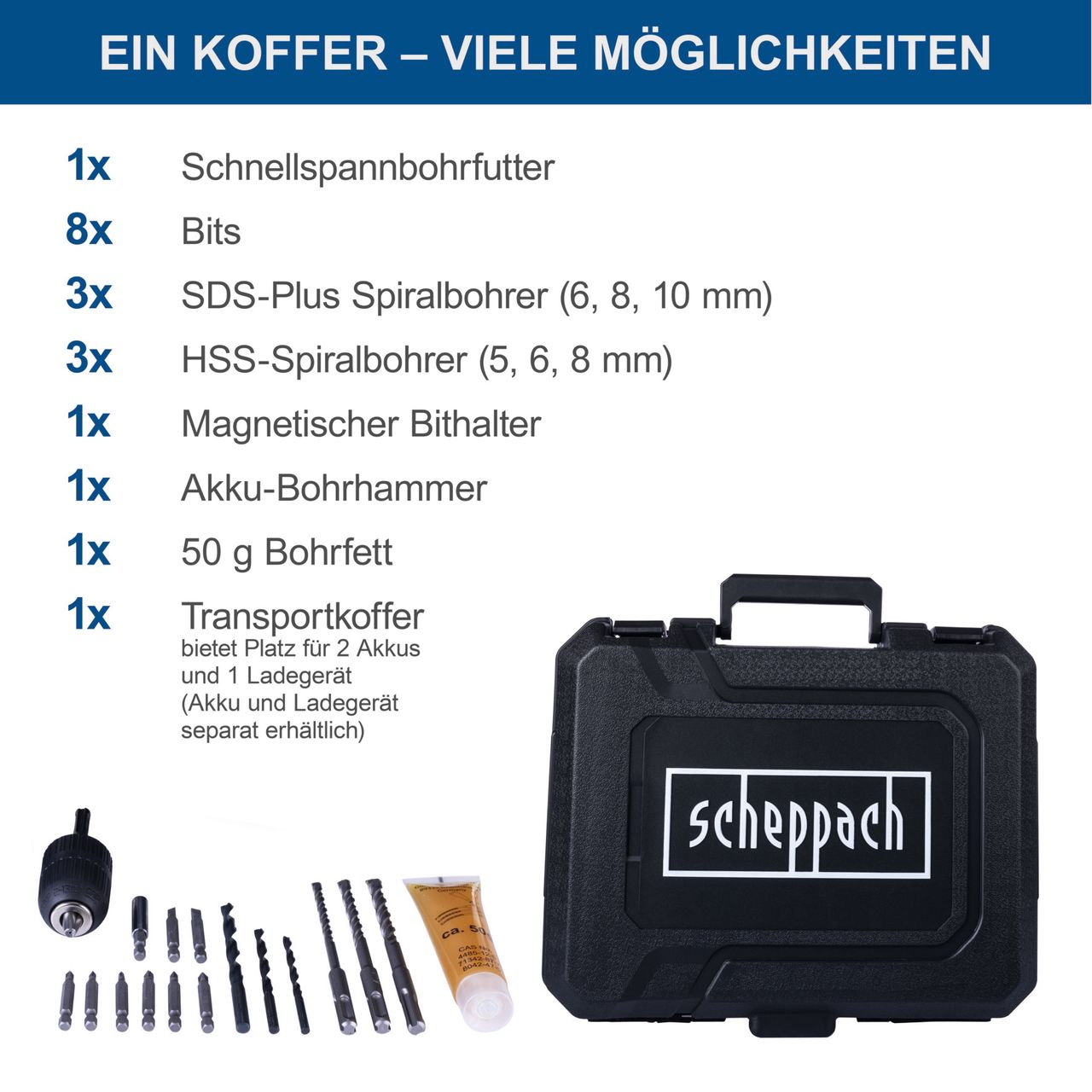 Scheppach Akku-Bohrhammer C-RHD130-X