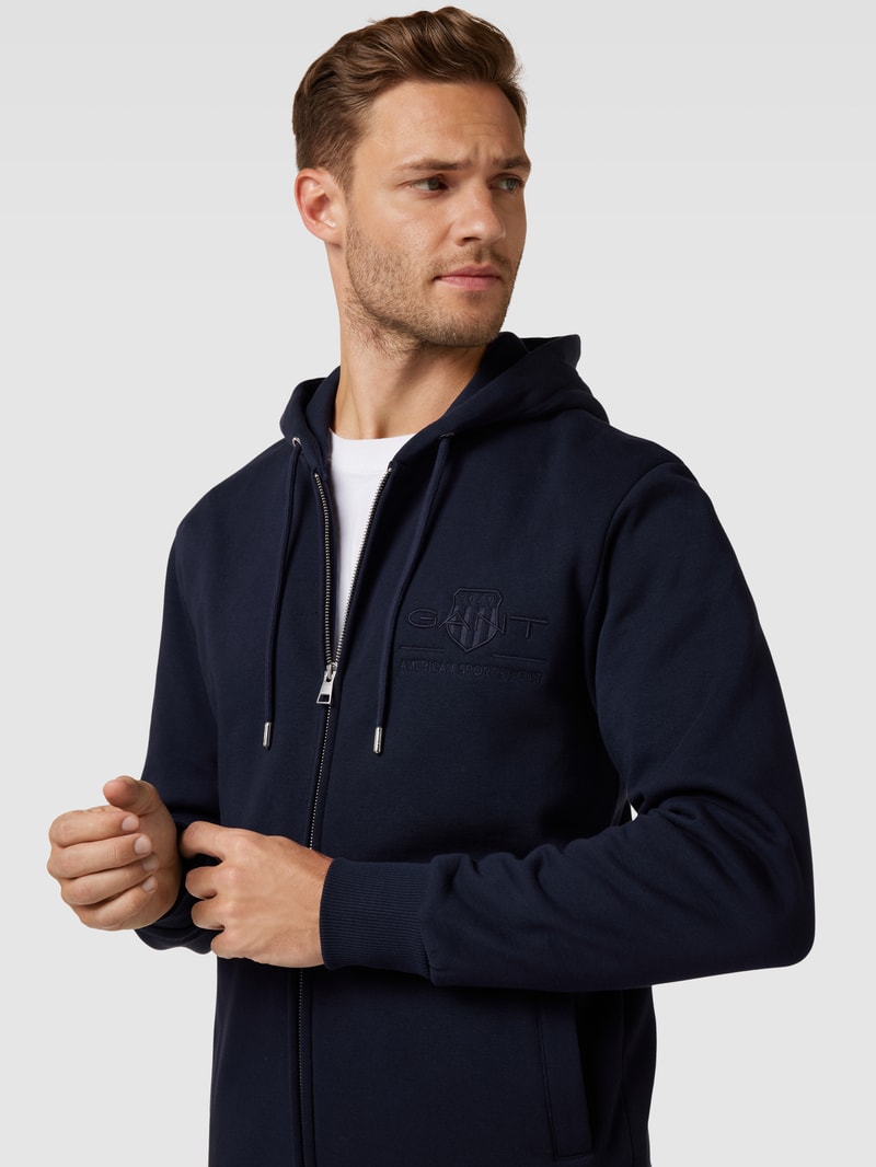 Sweatjacke mit Label-Stitching in marineblau