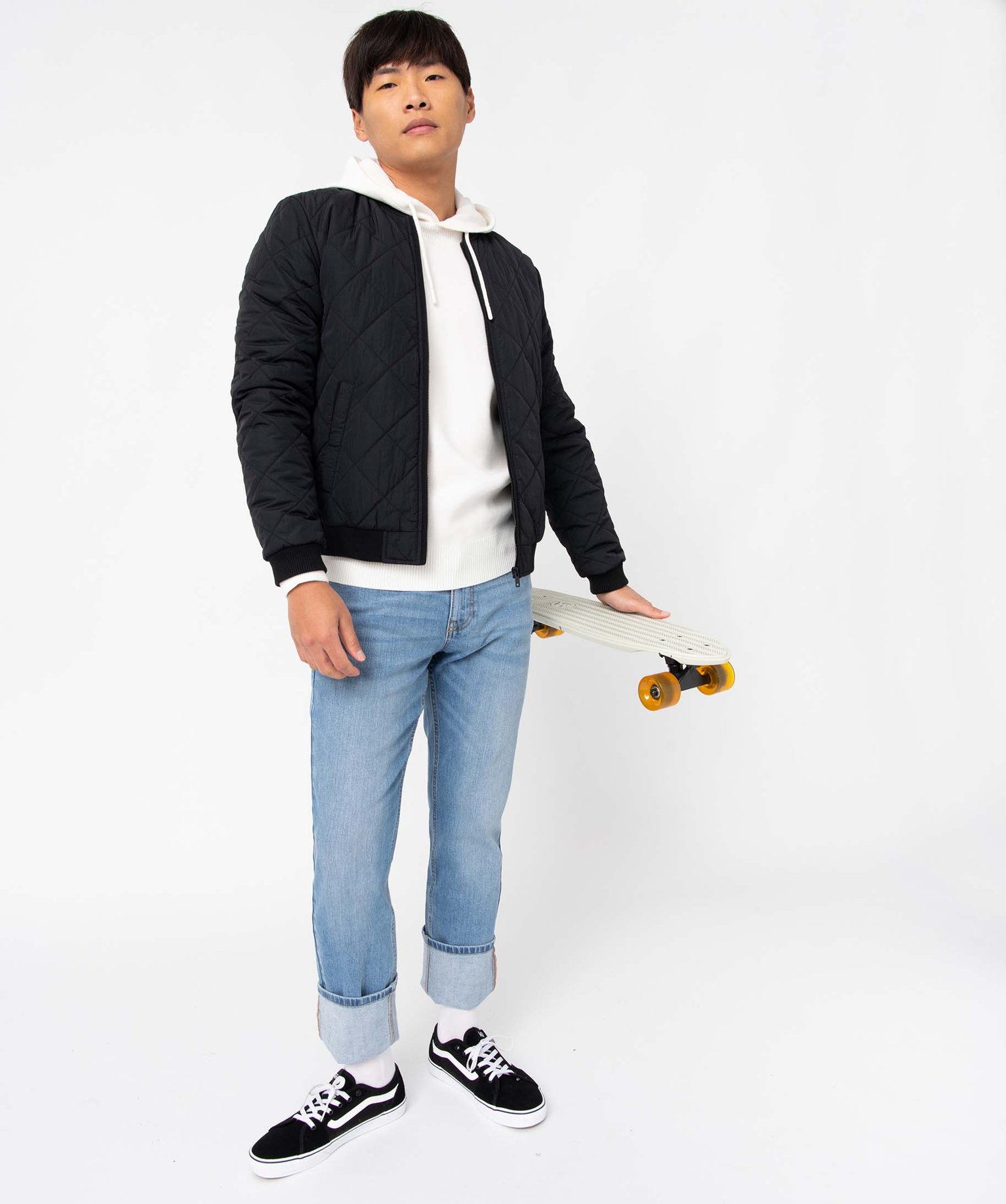 Blouson homme en matière matelassée et finitions en bord-c... noir | GEMO