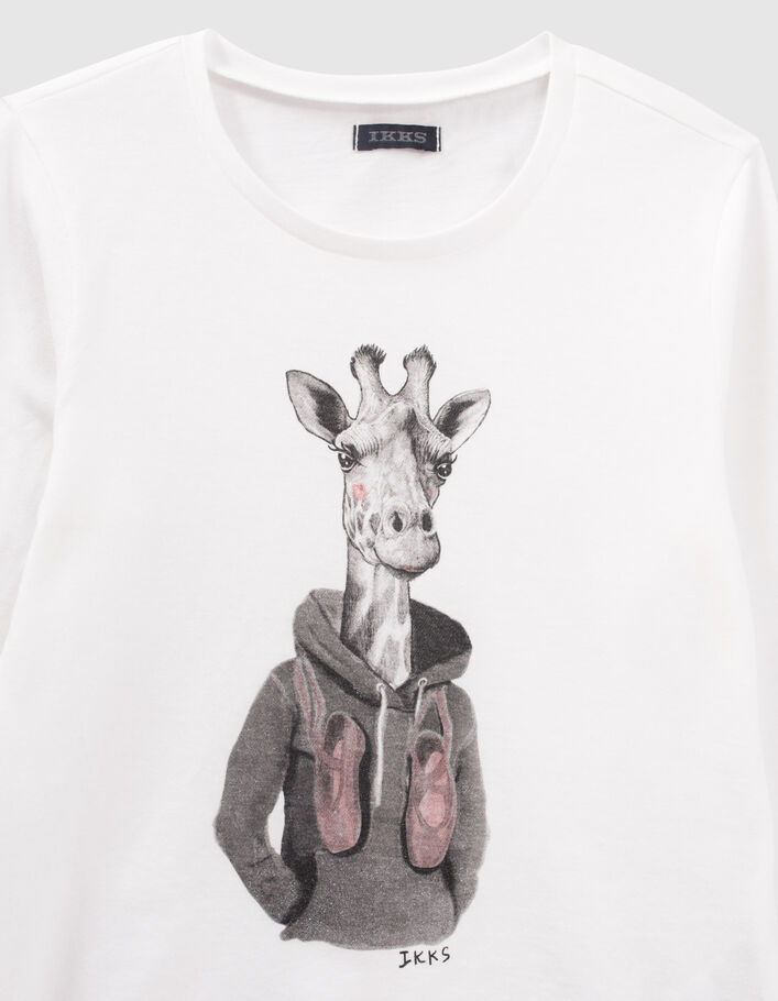 T-shirt blanc cassé visuel girafe-ballerines fille