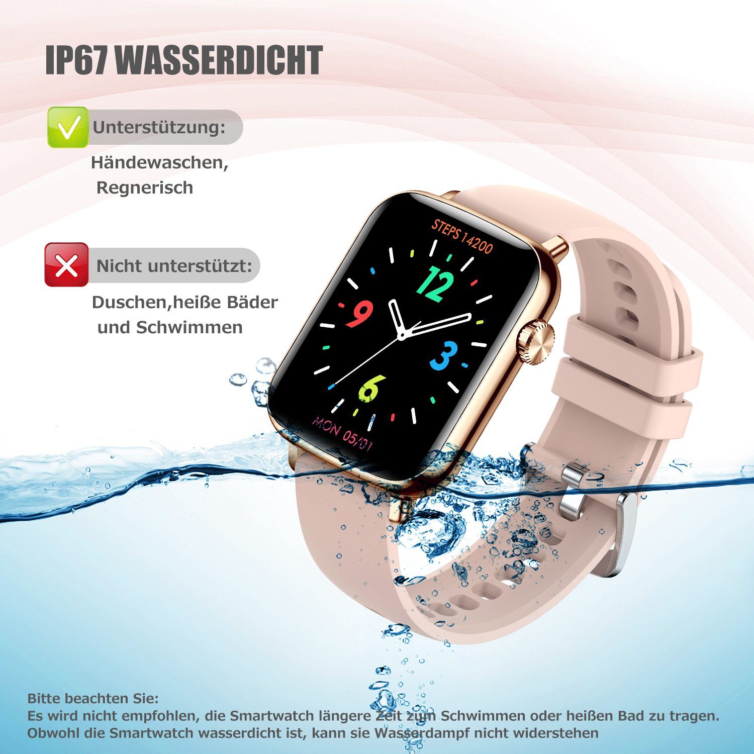 Mutoy Smartwatch, Smartwatch Damen mit Telefonfunktion Uhren Herren Smartwatch (1,81