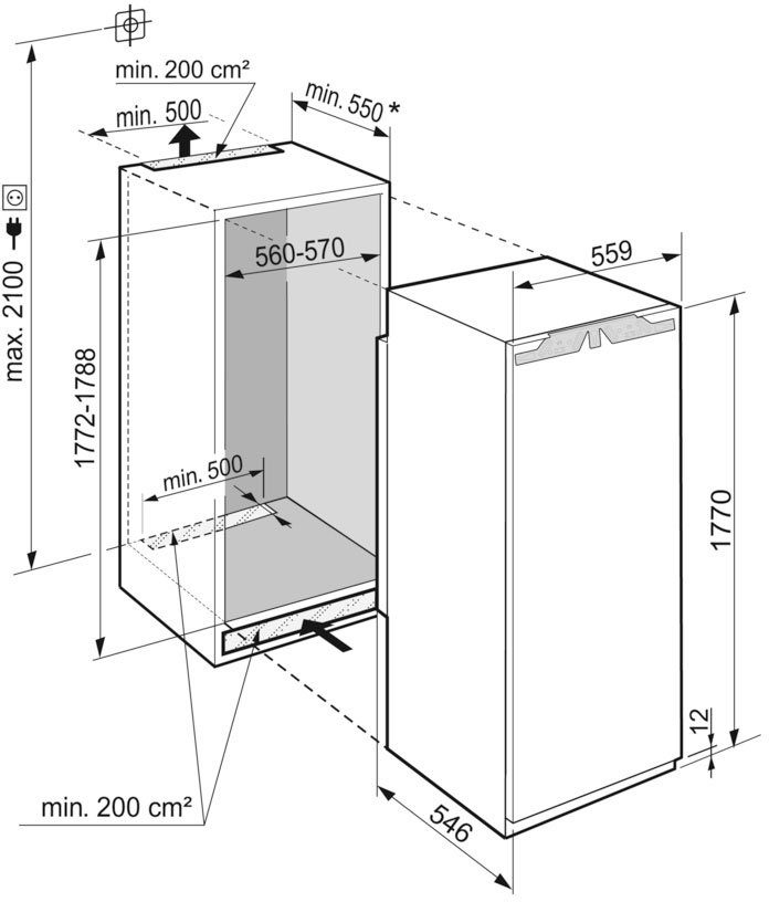 Liebherr Einbaugefrierschrank _999209351, 177 cm hoch, 56 cm breit