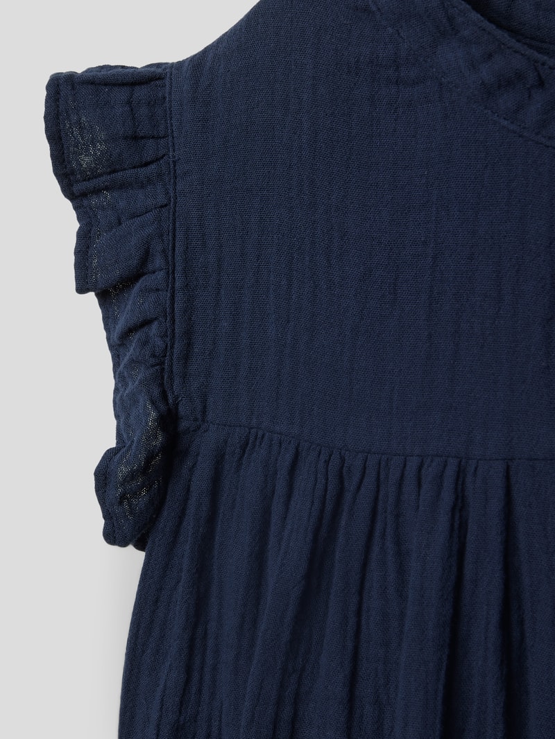 Blusenshirt aus Baumwolle mit Strukturmuster in marineblau