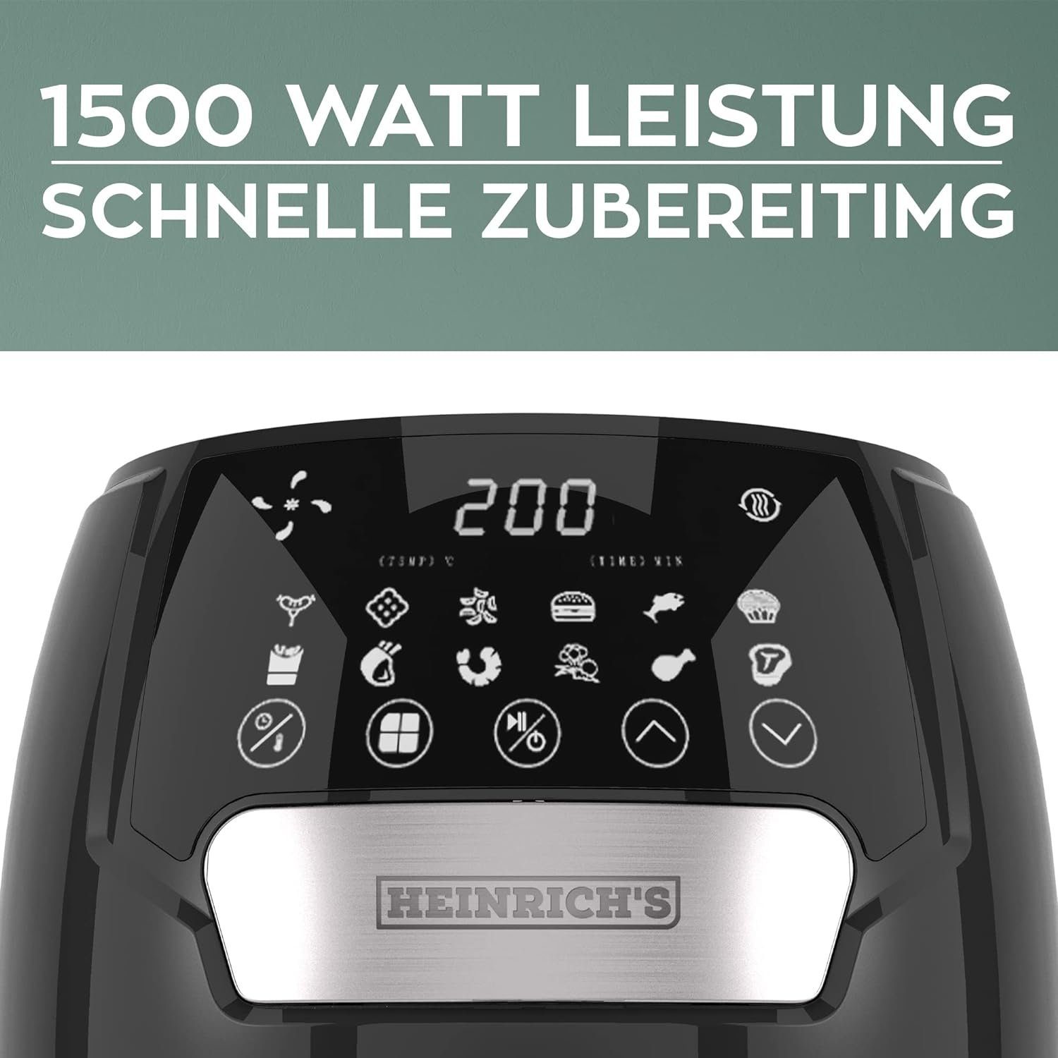 Heinrich´s Heißluftfritteuse HFR 8212, 1500,00 W, Airfryer, Fritteuse, 3,7 Liter, Luftfritteuse