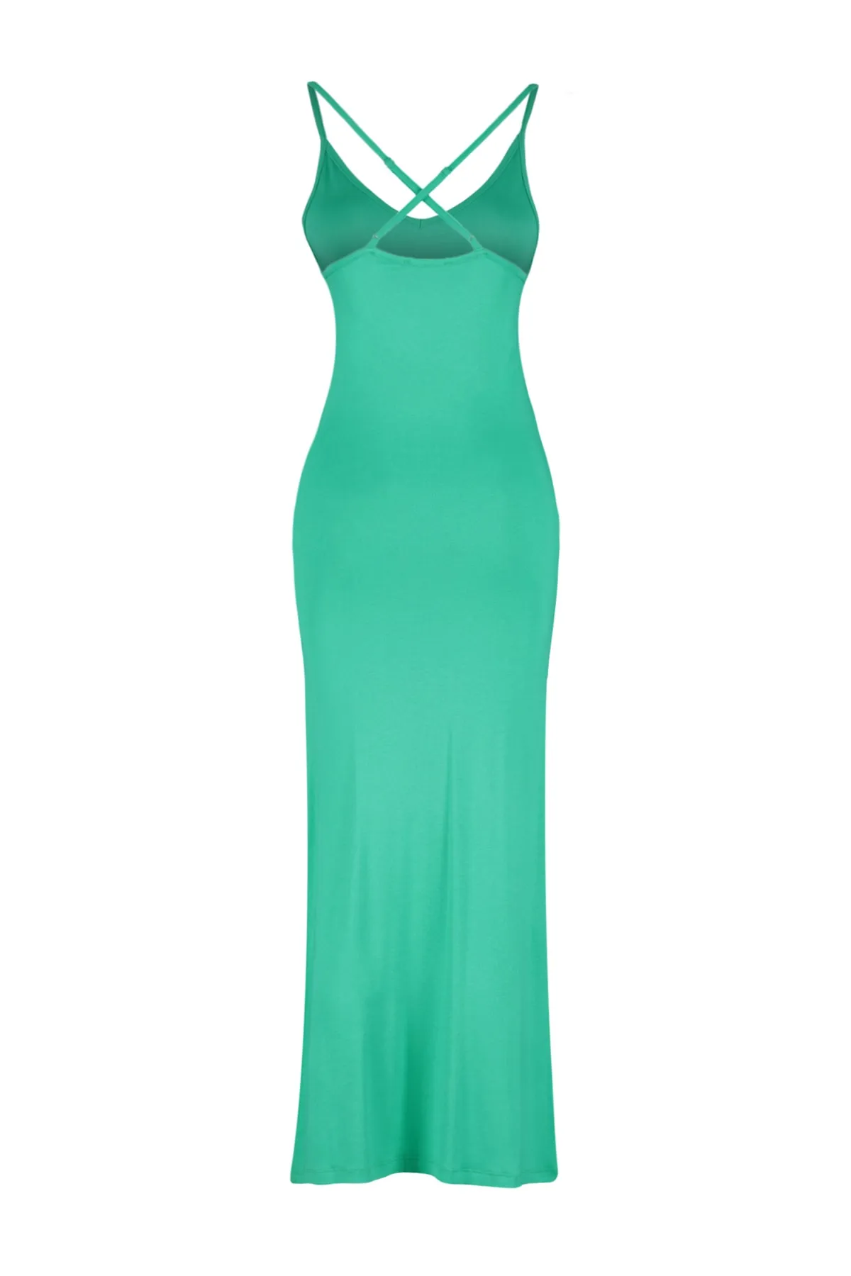 Trendyol Collection  Grünes, tailliertes, rückenfreies Maxi-Strandkleid aus Strick TBESS23EL00126