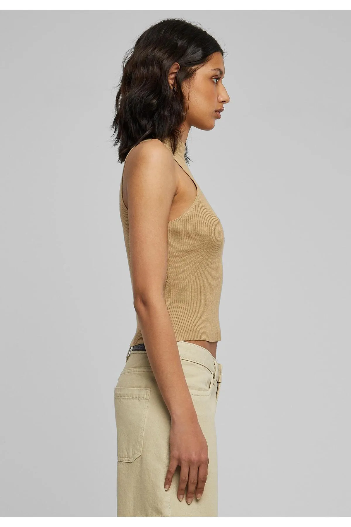 Urban Classics  Damen Kurzes Rippstrick-Rollkragenoberteil für Damen