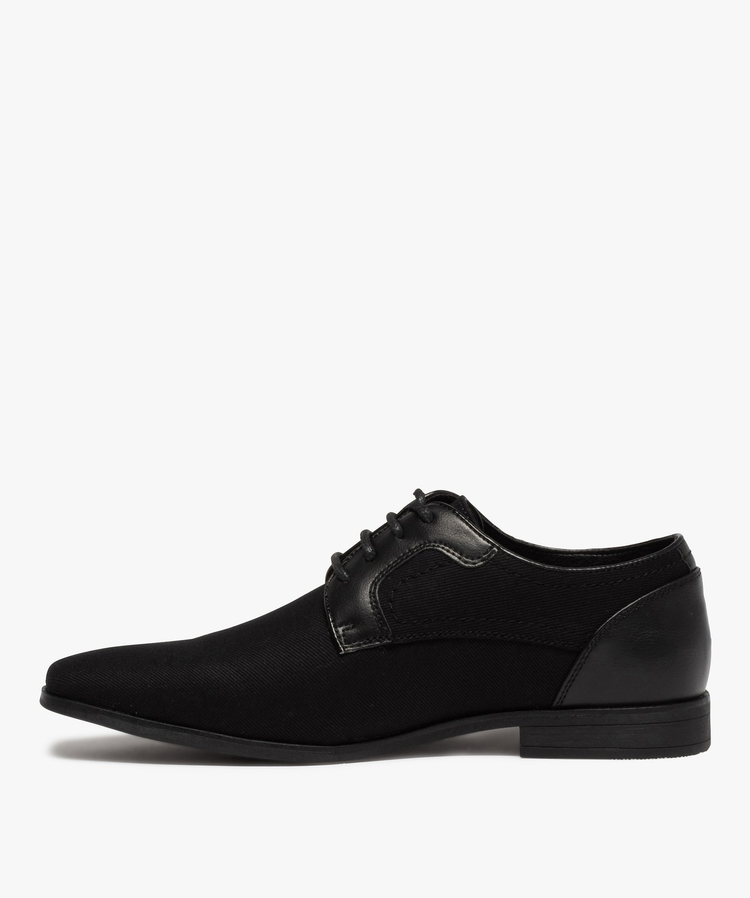 Derbies homme unis en toile et matière lisse noir | GEMO
