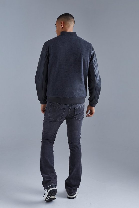 Melton Bomberjacke mit PU-Aufnäher