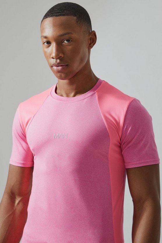 Man Active Muscle Fit Mesh Colorblock T-Shirt