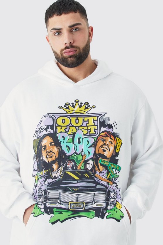 Plus Hoodie mit lizenziertem Outkast Print
