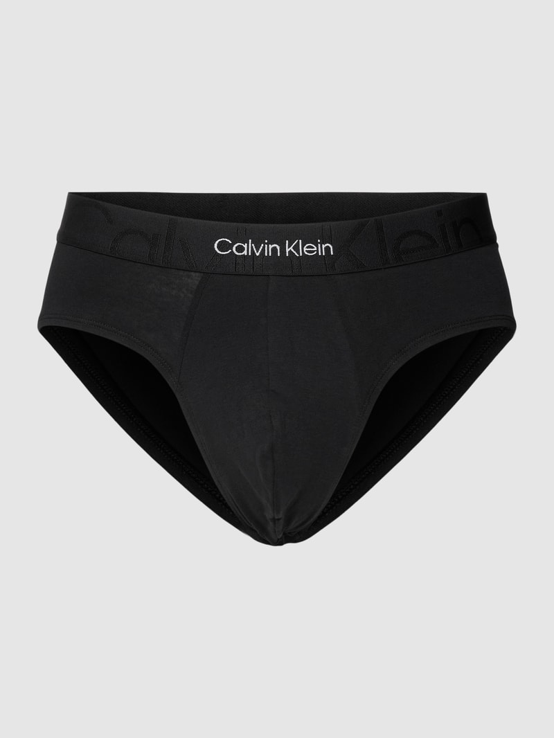 Slip mit Logo-Bund Modell 'Brief' in schwarz
