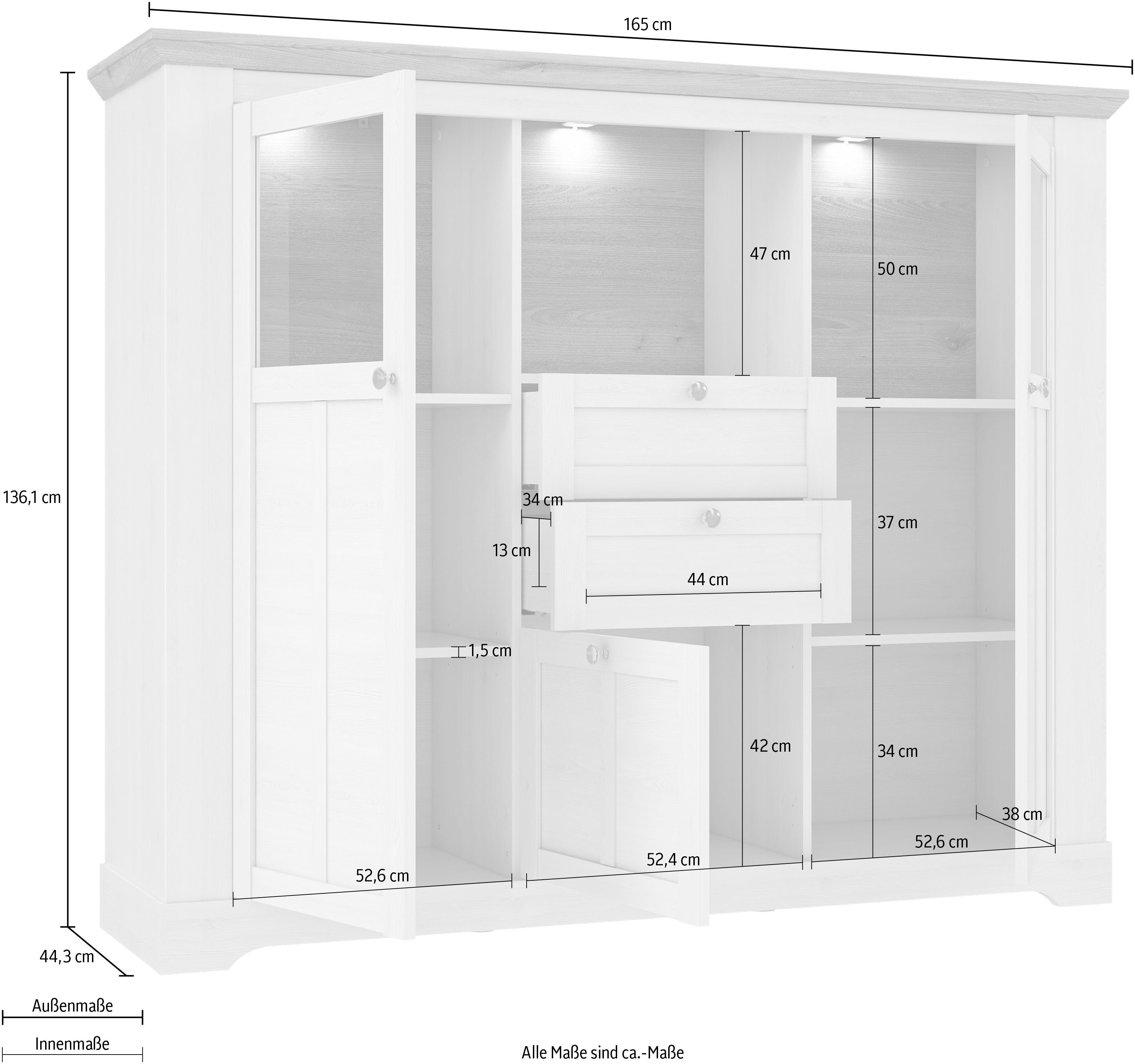 FORTE Highboard Iloppa, Höhe ca. 136 cm