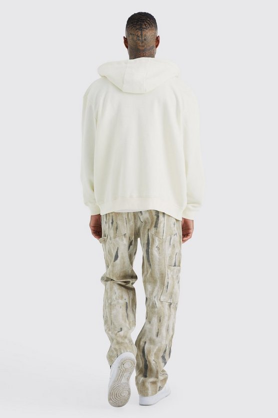 Oversize Hoodie mit Worldwide-Print und Reißverschluss