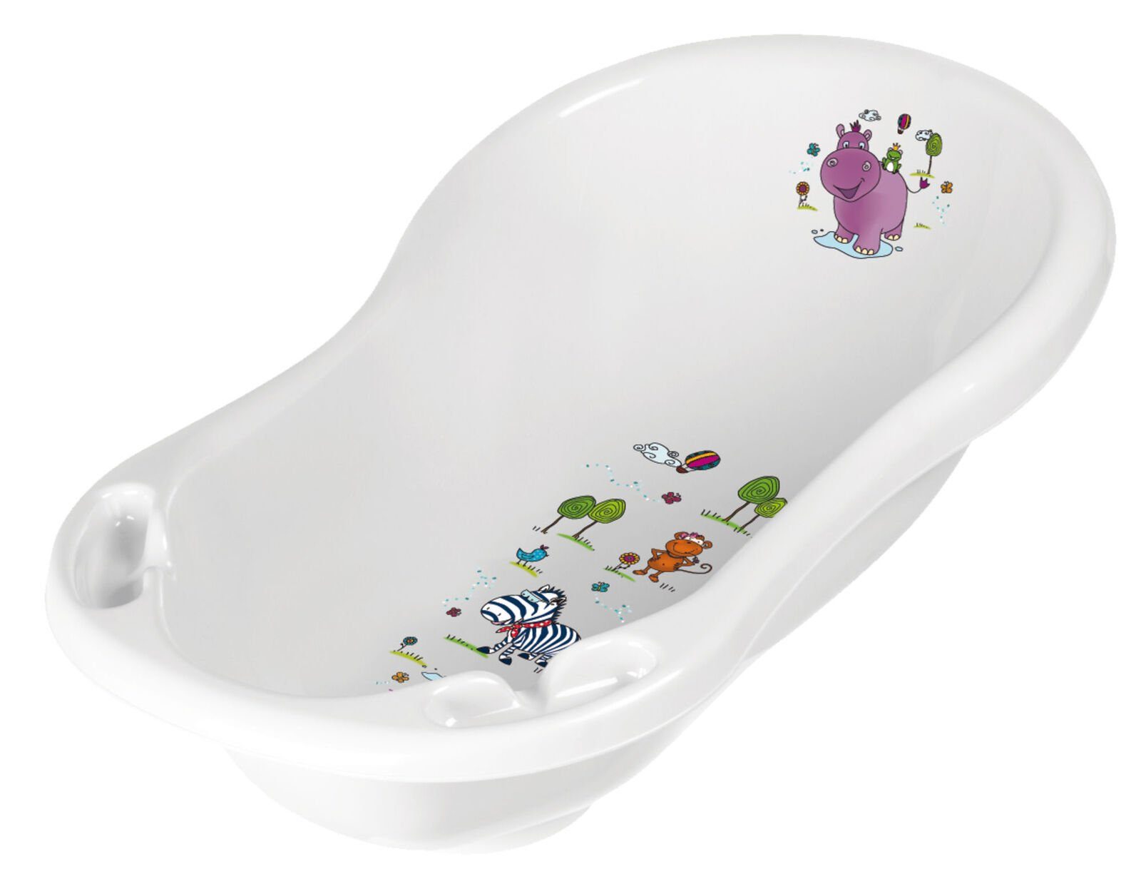 keeeper Babybadewanne Babybadewanne 84 cm Hippo weiß mit Ablaufstöpsel
