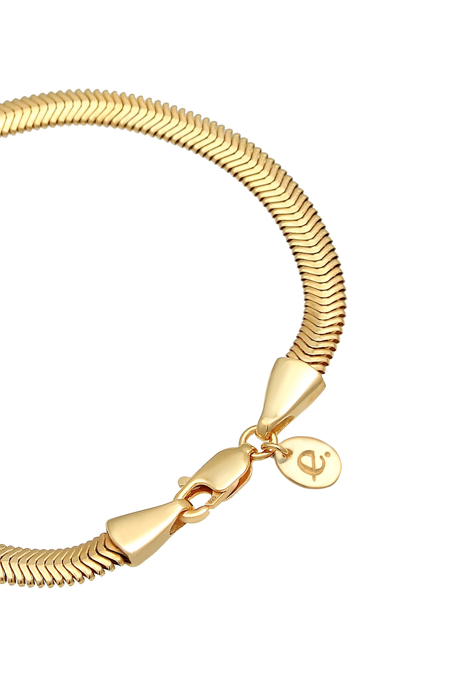 Elli PREMIUM Elegante catena piatta a serpente da donna in argento sterling 925