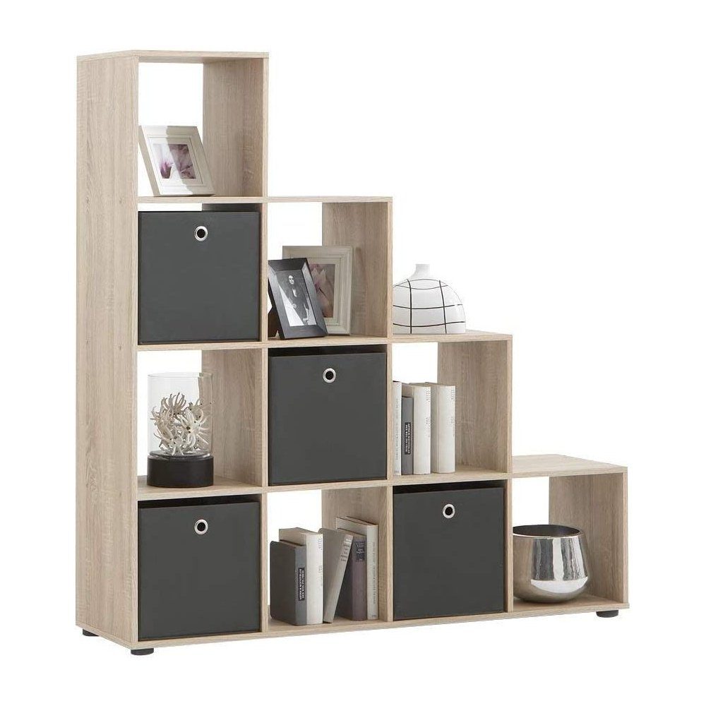 FMD Möbel Raumteilerregal Raumteiler Regal Bücherregal Mega 2 Eiche Sonoma Sägerau Dekor