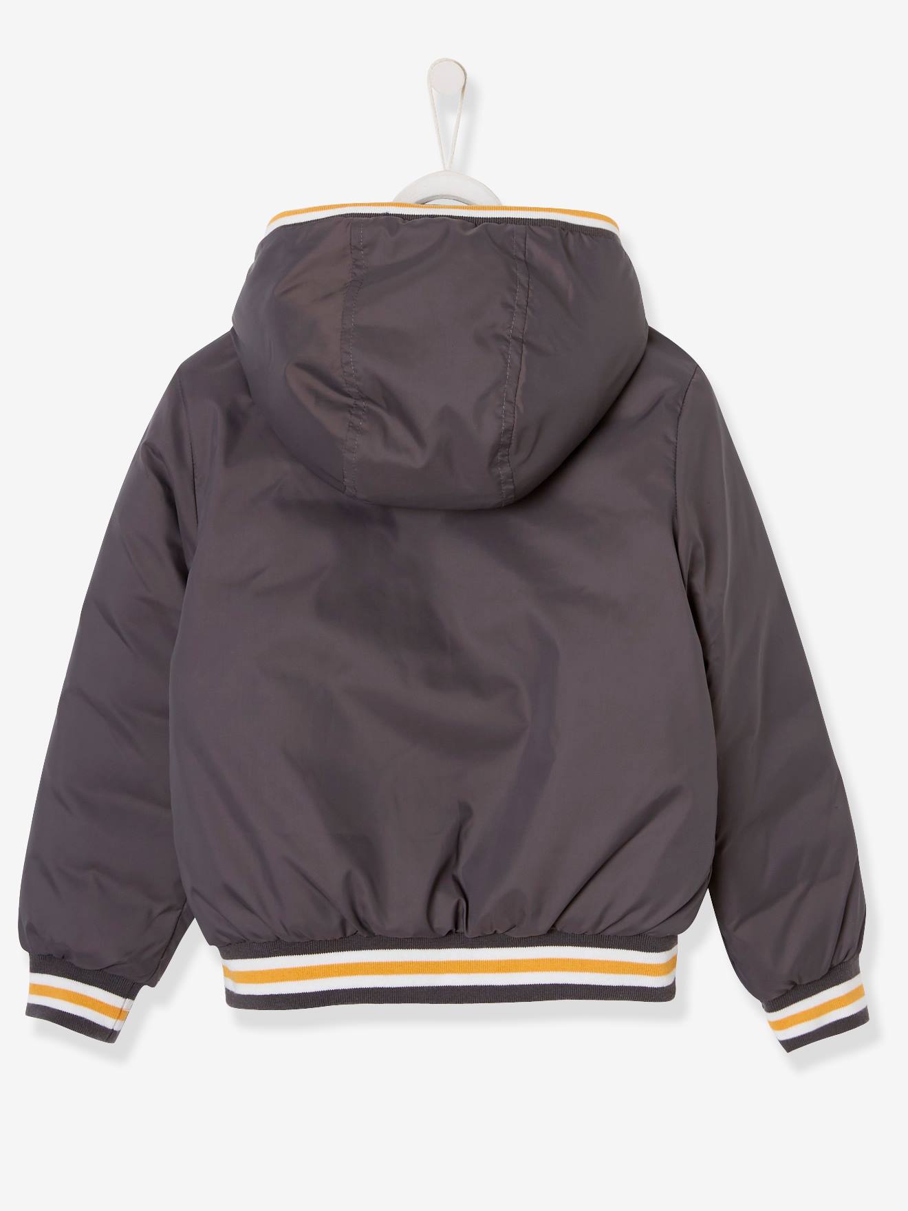 Blouson doudoune garçon réversible marine grisé