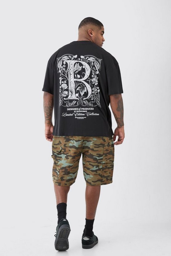 Plus Camouflage Twill Cargo-Shorts