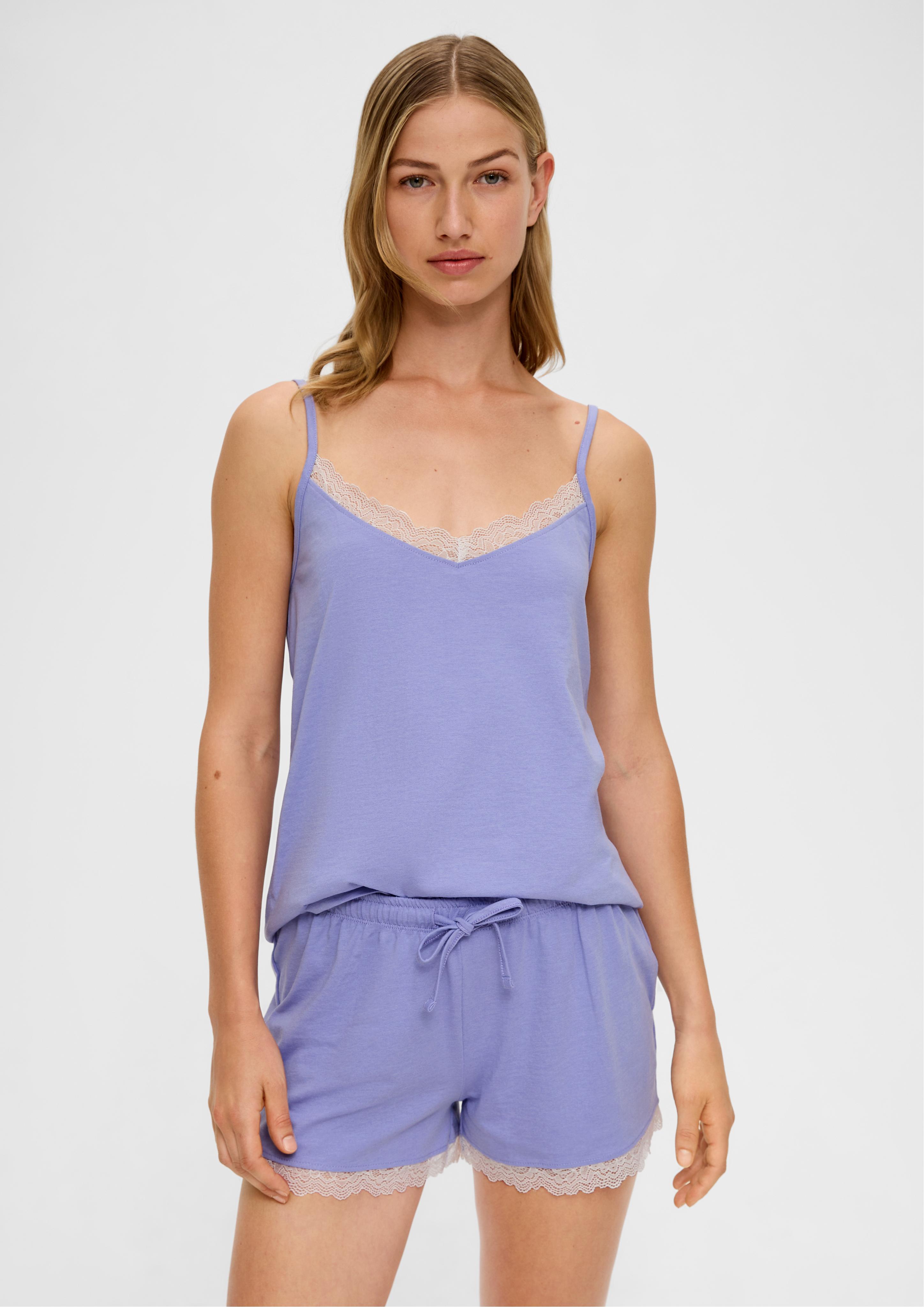Kurzes Pyjamaset mit Spitzen-Saum  6008694-5000
