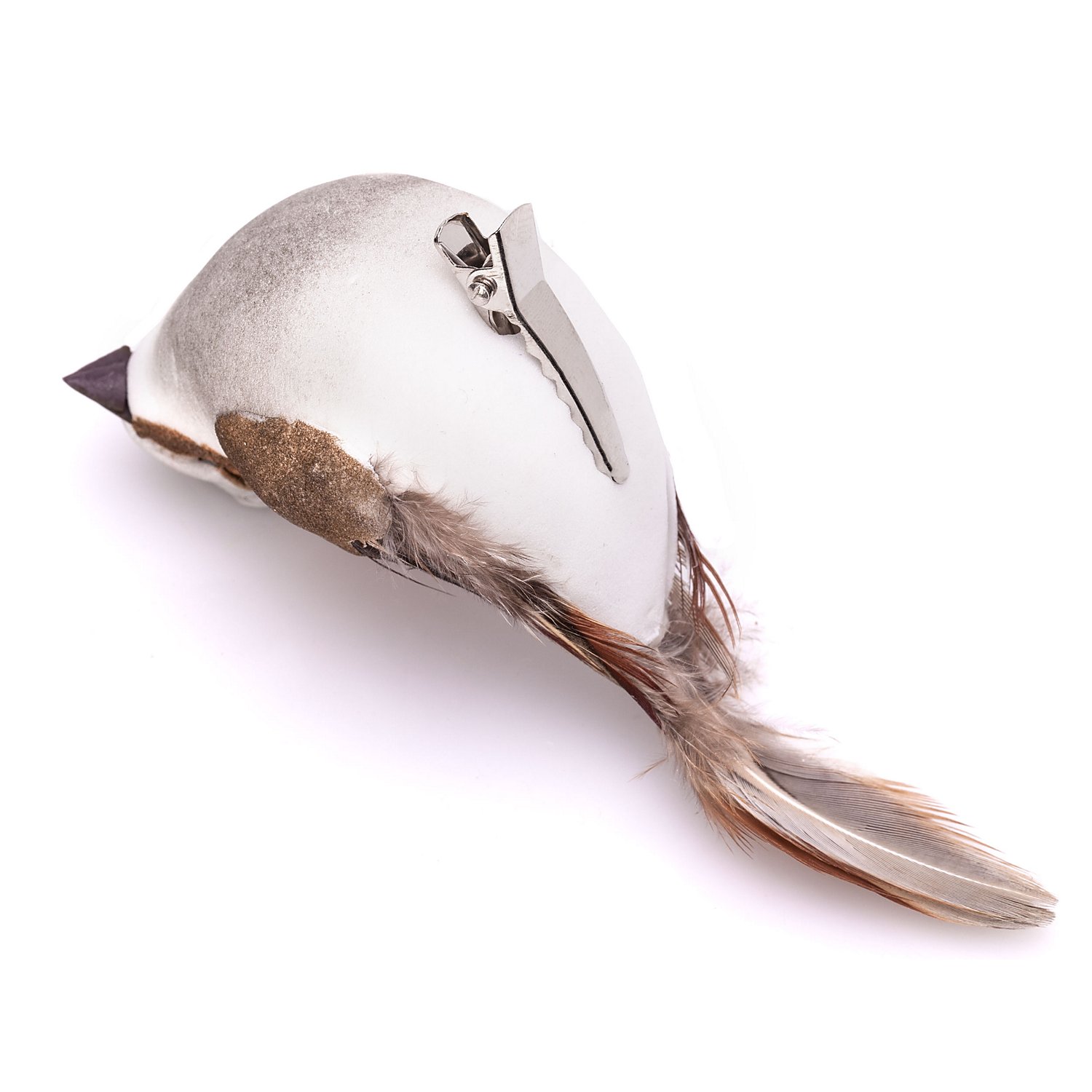 Federvögel mit Klammer, braun/blau, 4 Stück