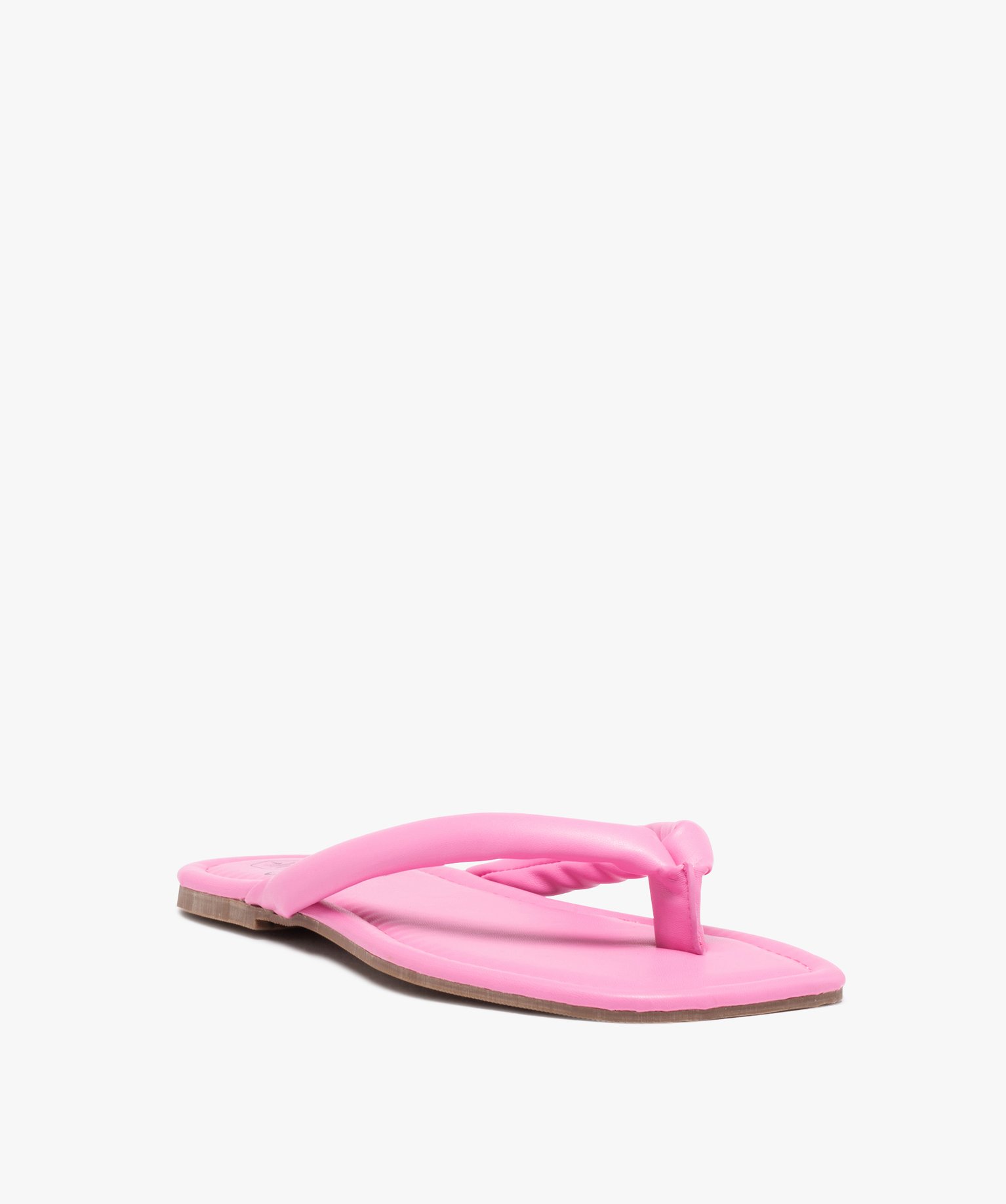 Sandales femme à entre-doigts uni matelassé rose | GEMO