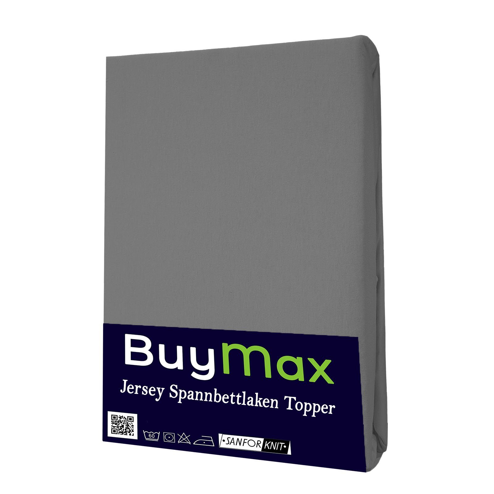 Spannbettlaken Topper, Buymax, Jersey, Gummizug: Rundumgummi, 100% Baumwolle aus Jersey Stoff, Pflegeleicht und Atmungsaktiv mit Rundumgummi für Topper bis 9 cm Höhe in Verschiedenen Farben und Größen