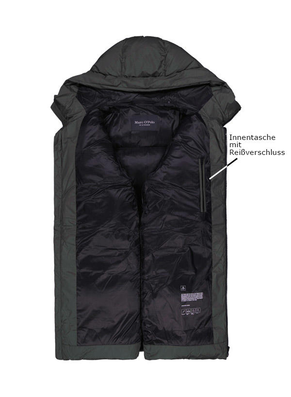 Marc O'Polo, Daunenparka, Mikrofaser wasserabweisend, graugrün