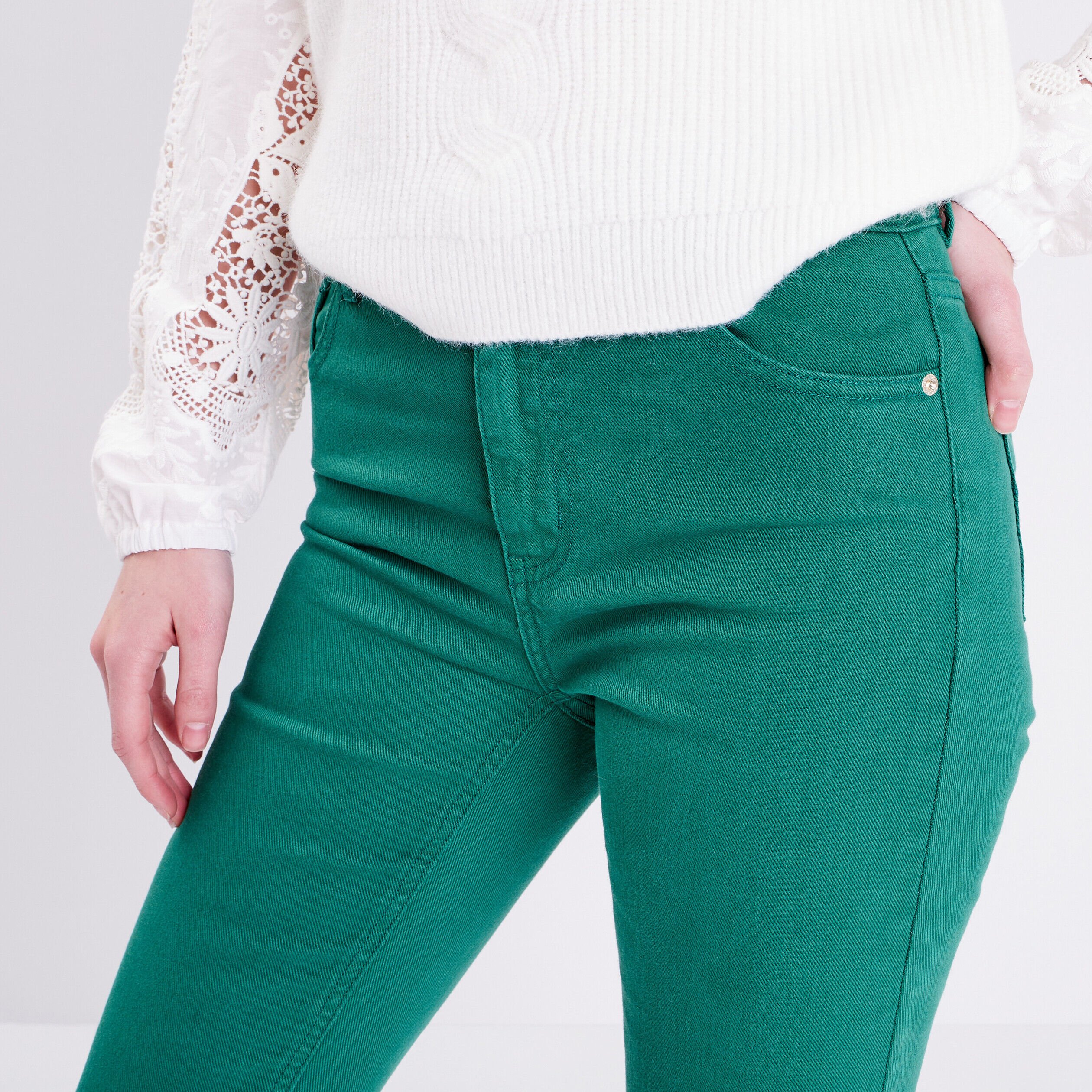 Jeans regular vert femme | Cache Cache