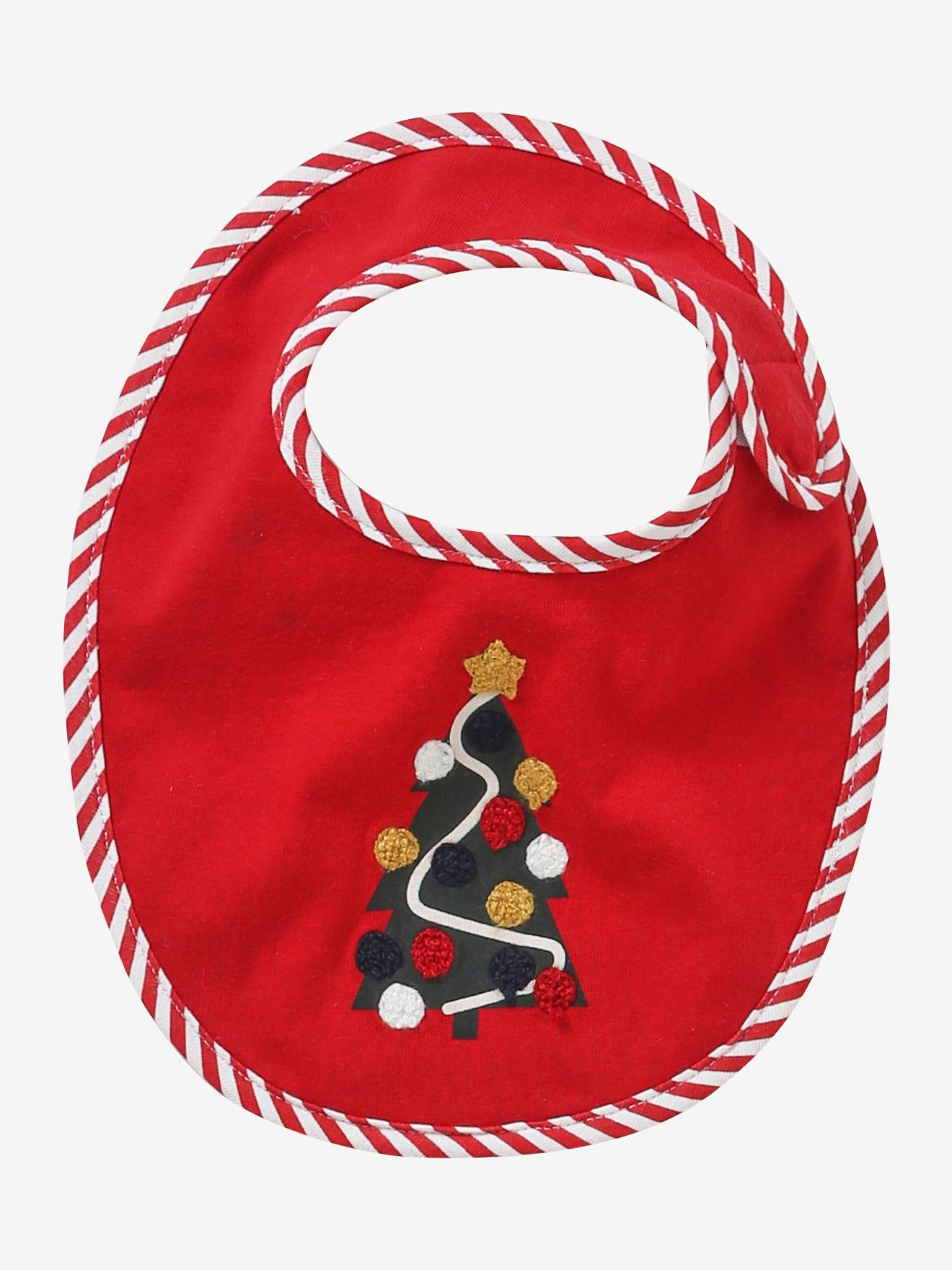 Lot de 3 bavoirs bébé spécial Noël capsule famille rouge/écru