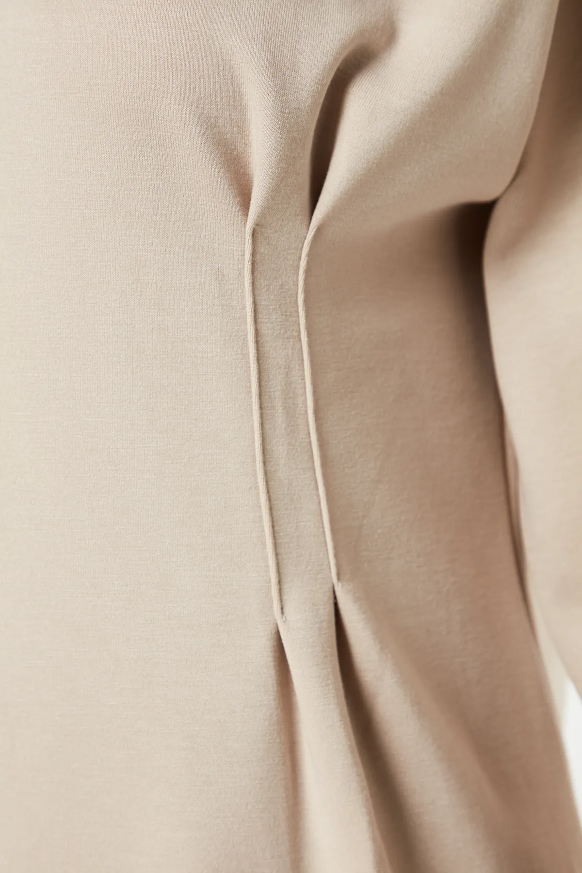 Trendyol Modest  Steinfarbenes Set aus Tunika und Hose aus Baumwolle, gestricktes Oberteil und Unterteil TCTAW24US00069