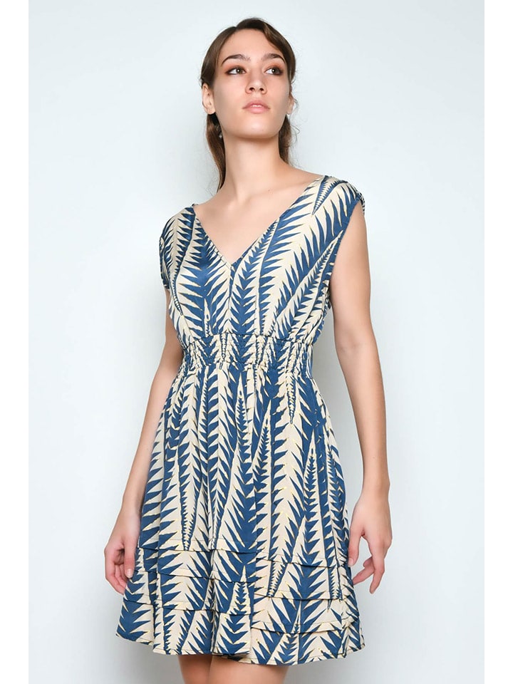 H.H.G. Kleid in Creme/ Dunkelblau günstig kaufen