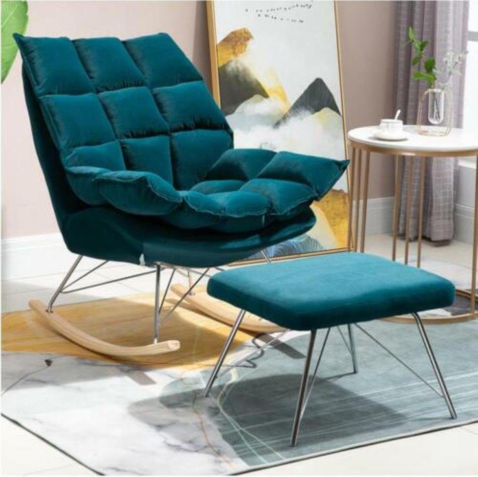 JVmoebel Schaukelstuhl Sessel Metall Design Polster Lounge Schaukelstuhl Sitz Luxus Zimmer