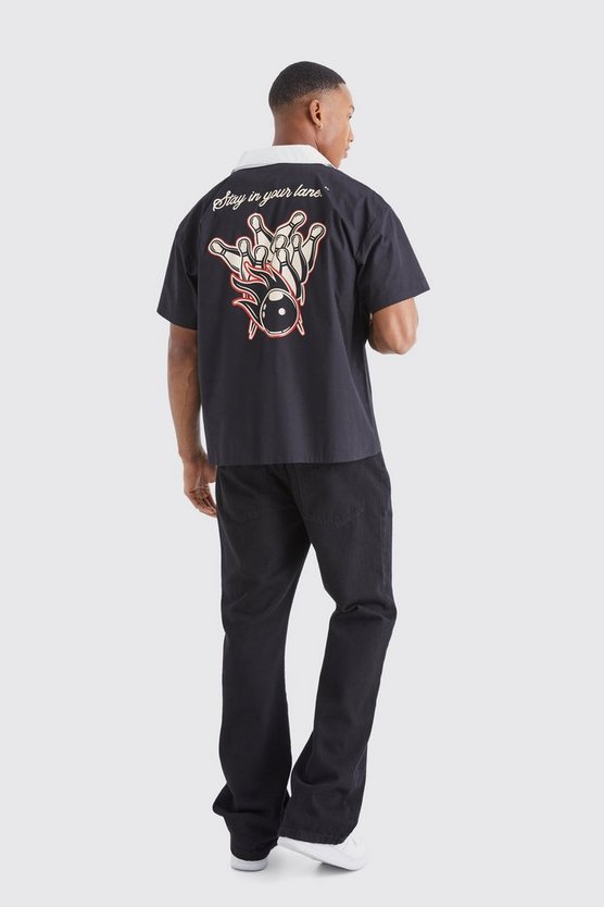 Short Sleeve Boxy Poplin Bowling Back Shirt