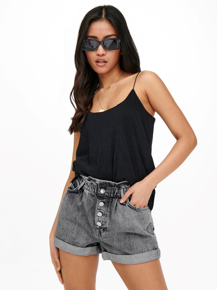 ONLY Kurze Bermuda Denim Jeans Shorts mit elastischem Bund ONLCUBA in Grau günstig kaufen XS