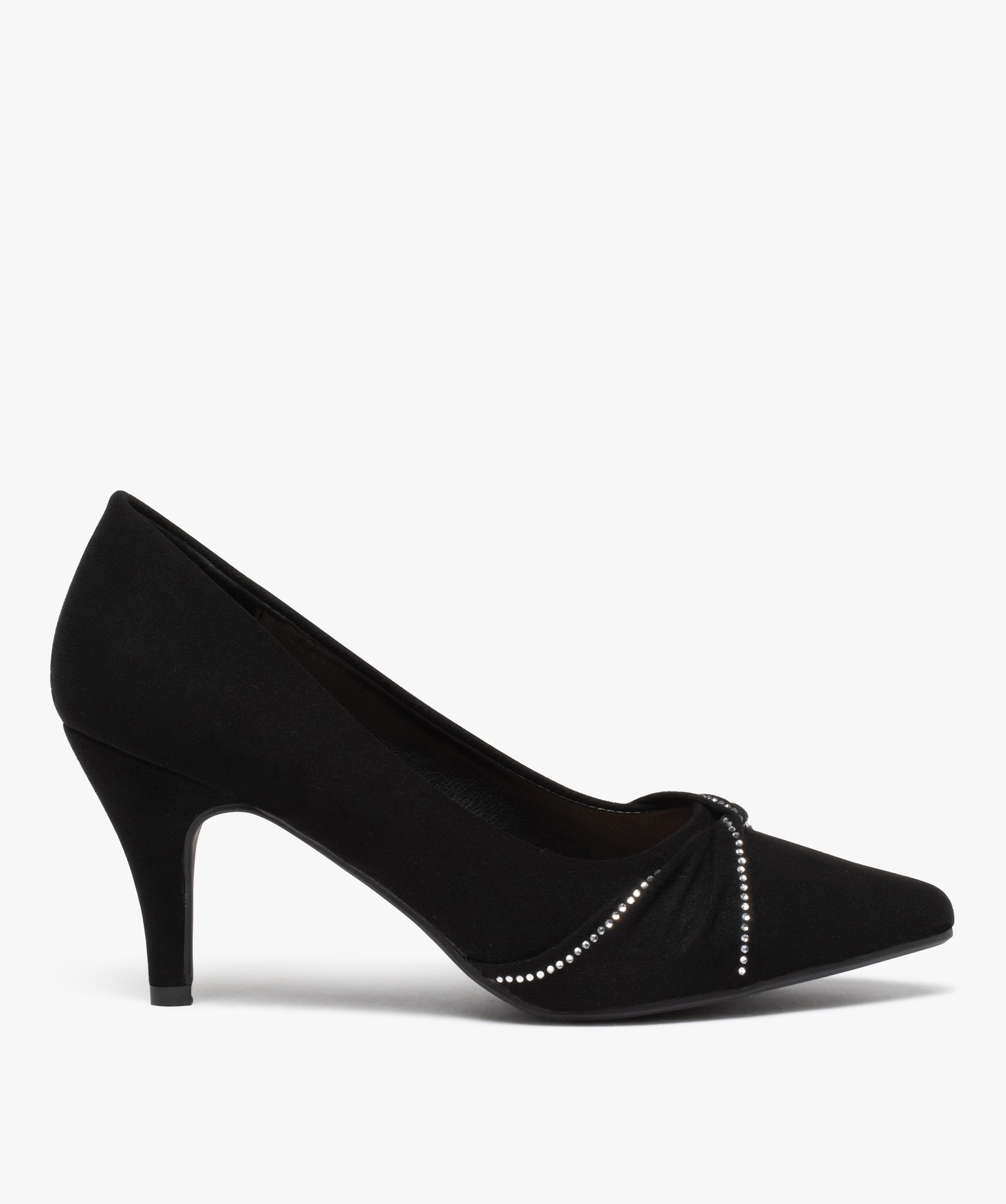 Escarpin femme avec strass sur le dessus noir | GEMO